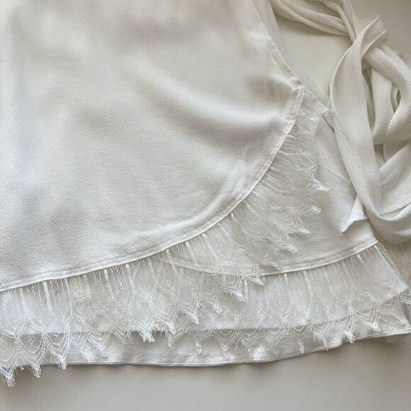 IRO White Nicole Wrap Whimsical Lace Trim Preppy Mini Skirt Size 2 XS - Picture 5 of 12